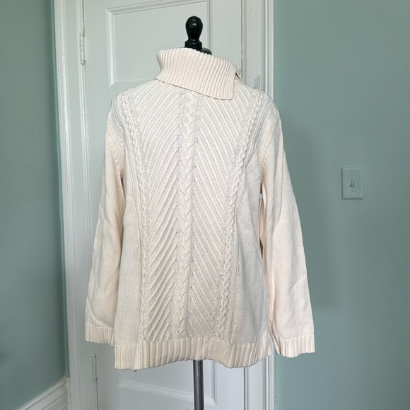 TALBOTS SPLIT COWLNECK CABLE SWEATER - Picture 1 of 8